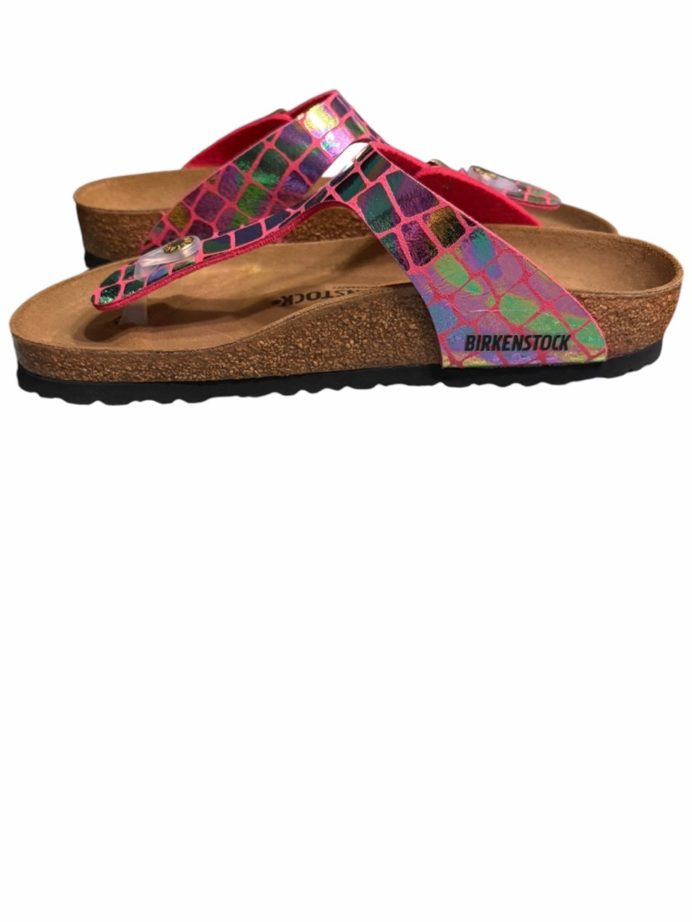 Birkenstock Pink Iridescent T-Strap Sandals - Picture 5 of 10